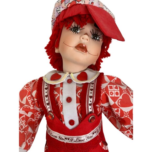 VTG Paradise Galleries 19" Porcelain Raggedy Ann & Andy Dolls Love-Themed - Picture 3 of 8